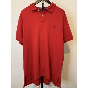 Polo Ralph Lauren Shirt Mens Large Red Custom Fit Short Sleeve Mesh Polo Pony L